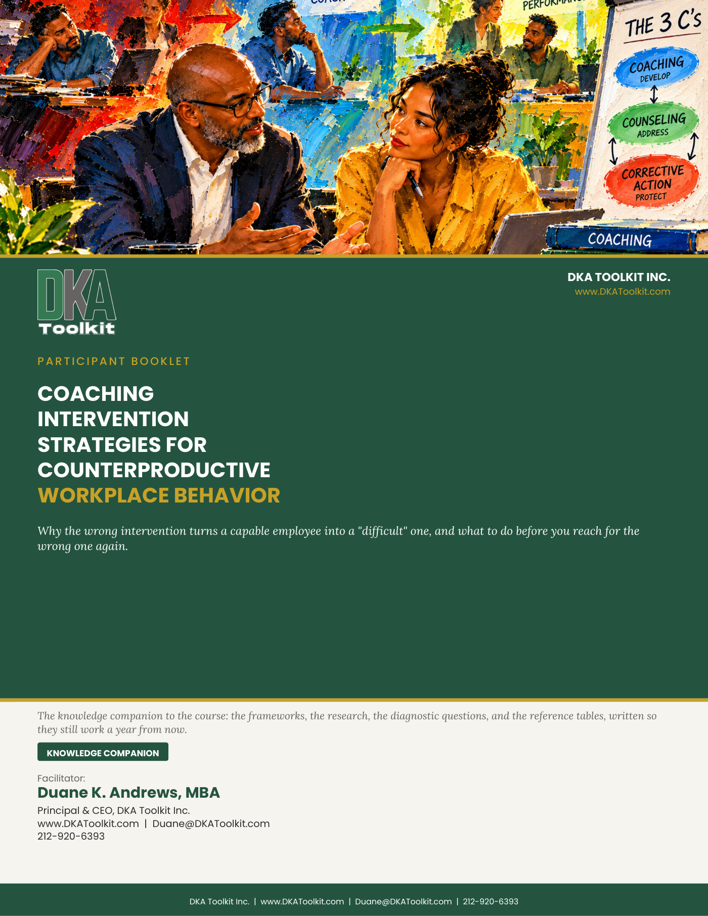 Coaching Intervention Strategies for Counterproductive Workplace Behaviors Participant Booklet