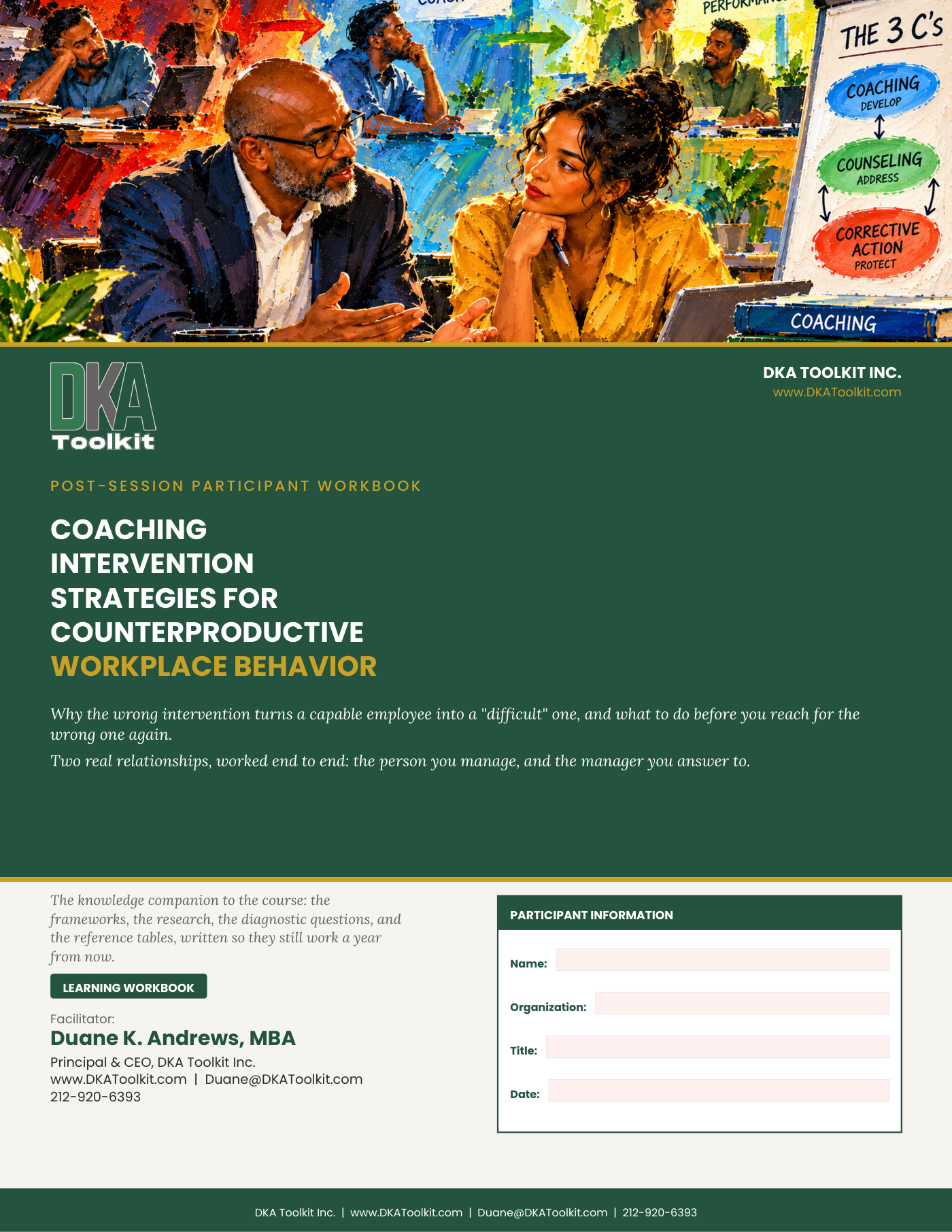 Coaching Intervention Strategies for Counterproductive Workplace Behaviors Workbook (Fillable PDF)