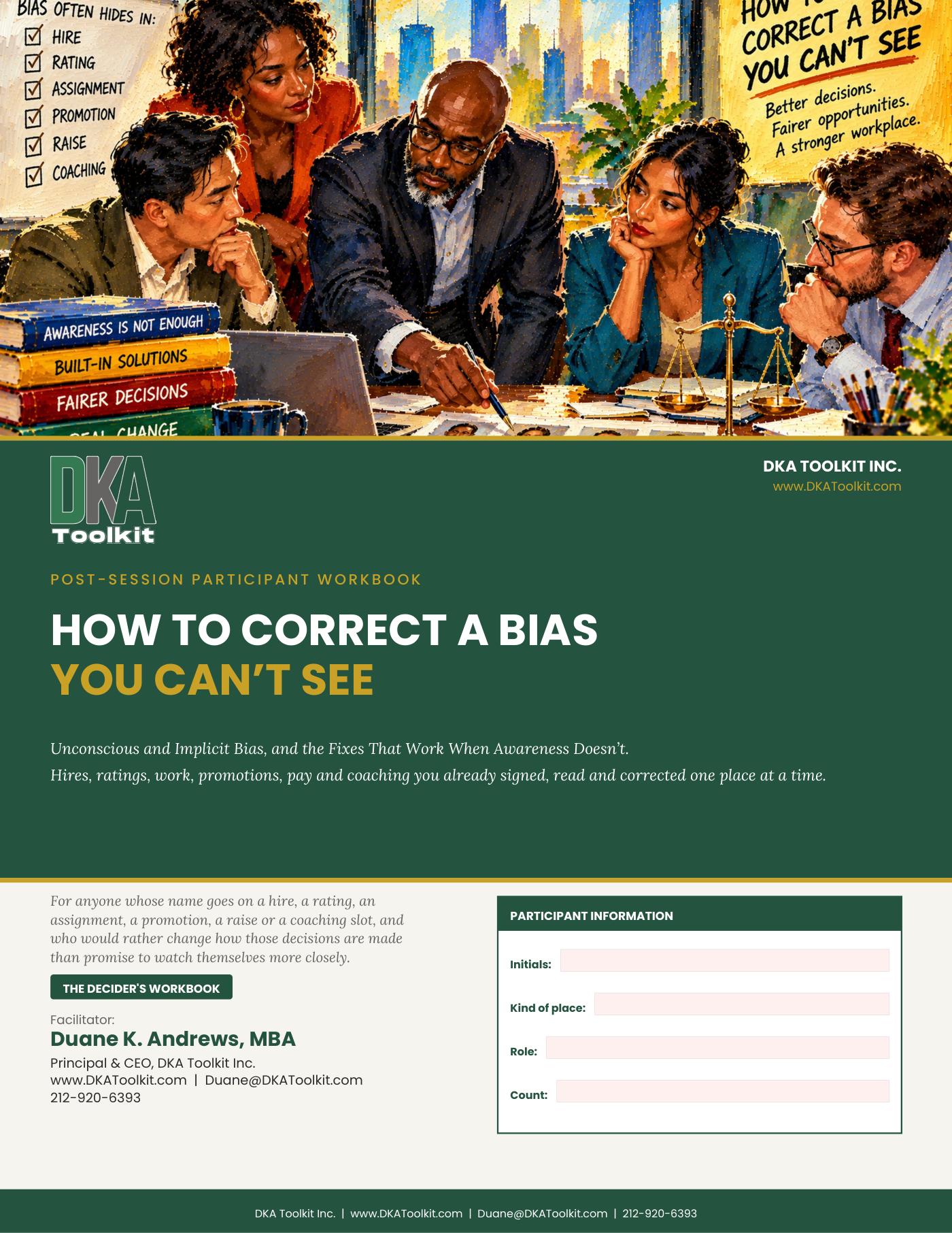 How to Correct a Bias You Can't See Workbook (Fillable PDF)