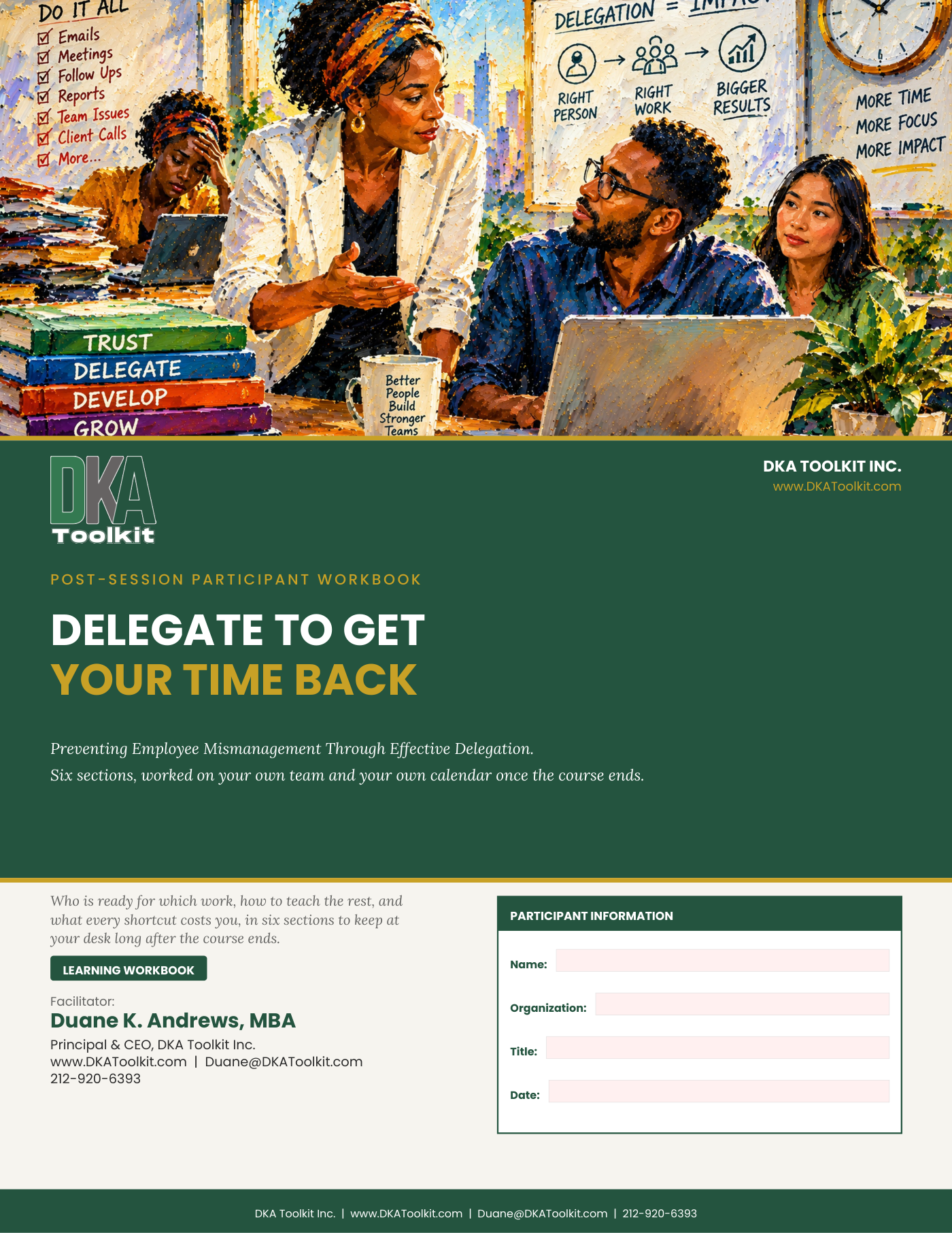 Delegate to Get Your Time Back Workbook (Fillable PDF)