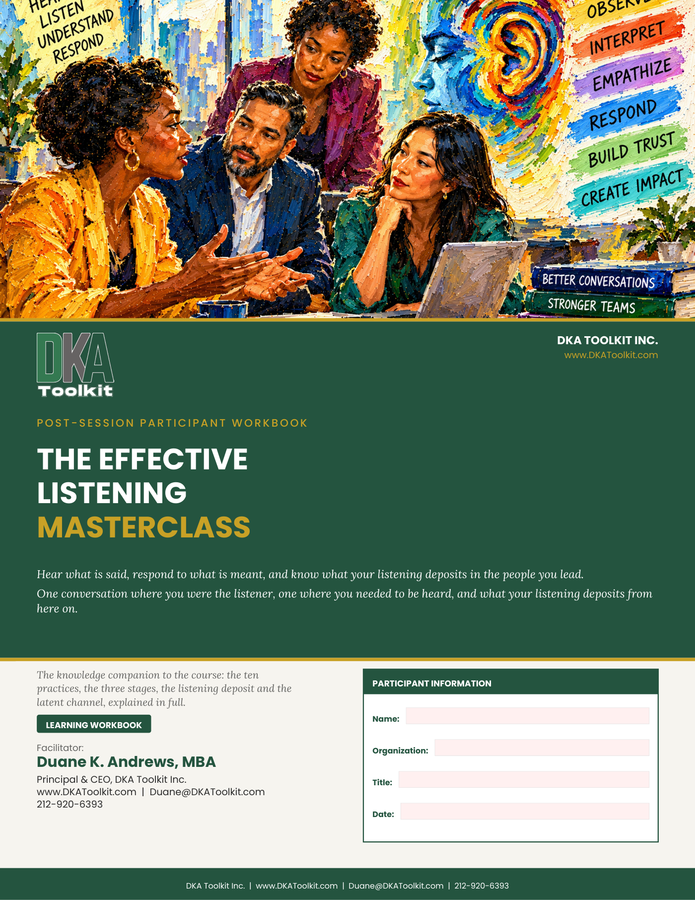 The Effective Listening Masterclass Workbook (Fillable PDF)