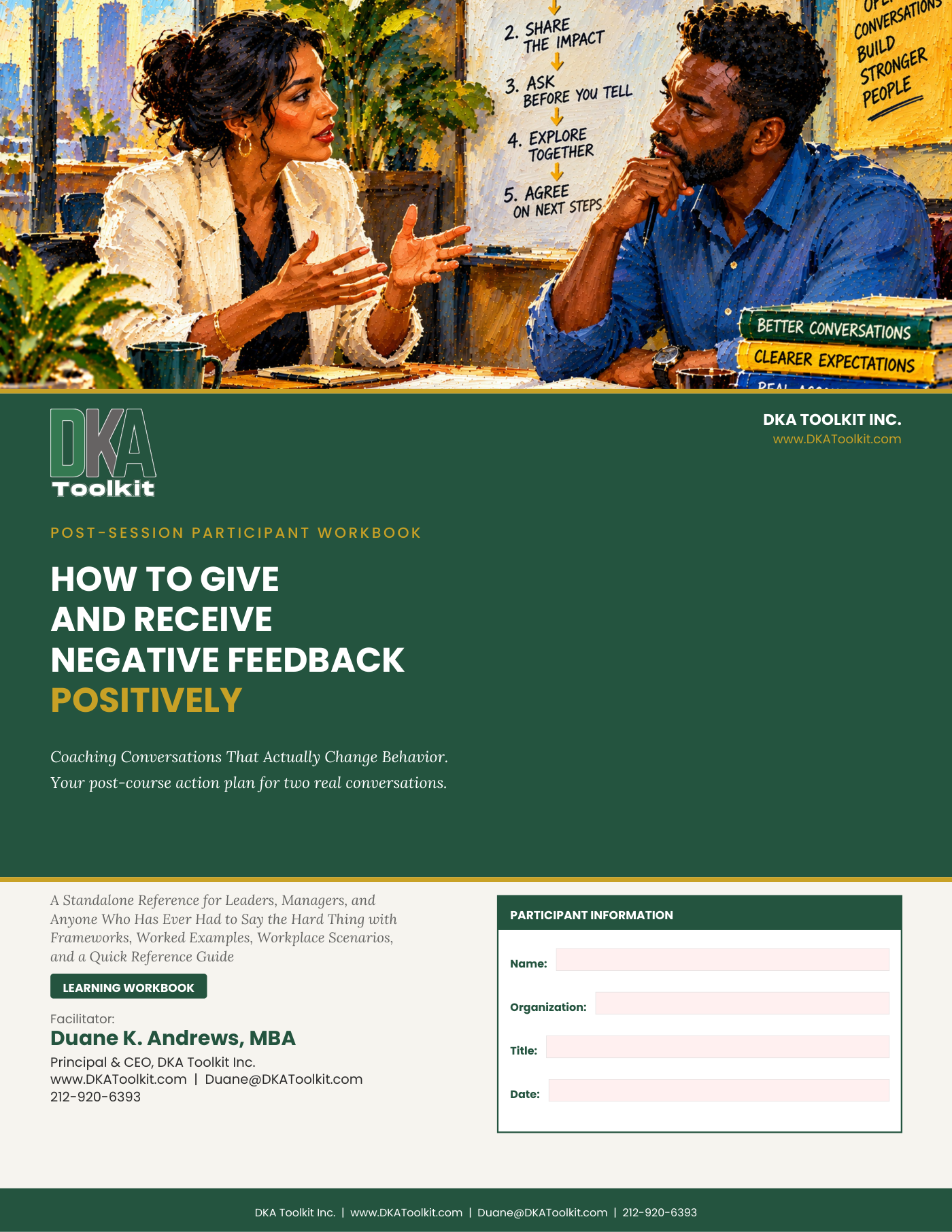 How to Give (and Receive) Negative Feedback Positively Workbook (Fillable PDF)