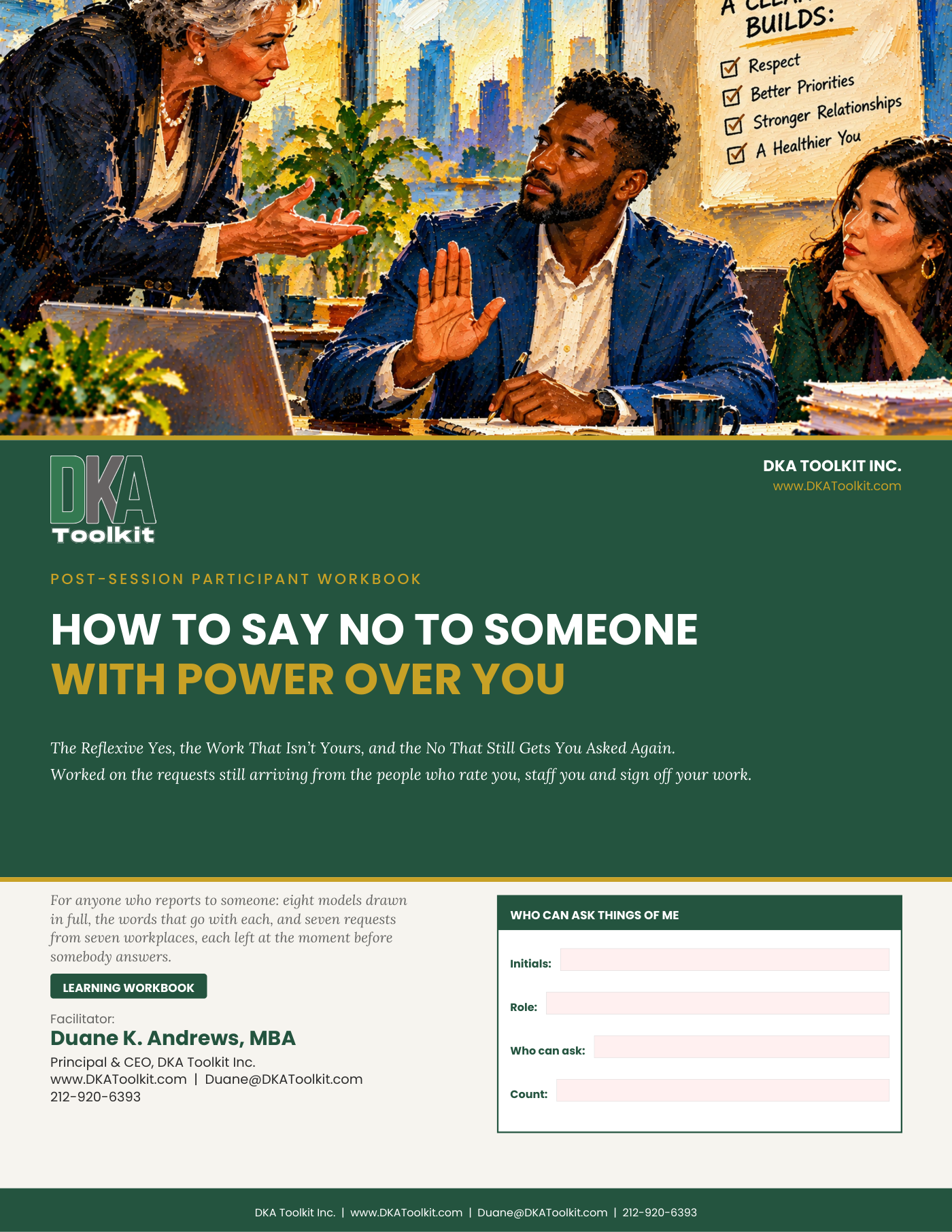 How to Say No to Someone With Power Over You Workbook (Fillable PDF)